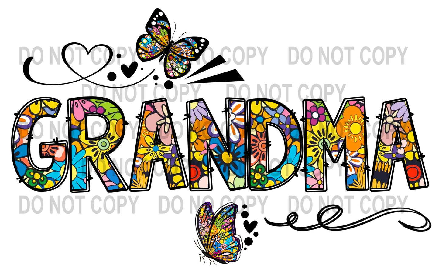 Colorful Grandma with butterflies