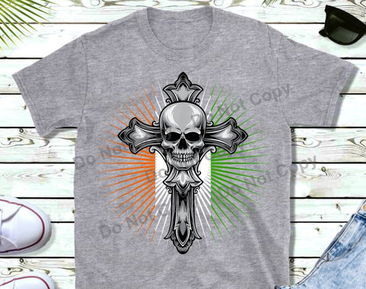 Irish cross and skull transfer